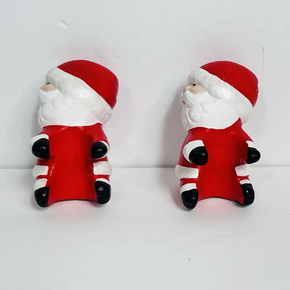 vintage  christmas‎ santa claus candle hugger climber set of 2 hand painted 1982